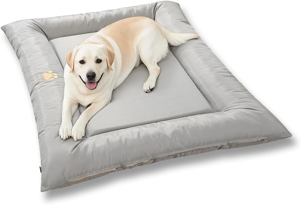 Dog Bed for Dog Crate Oxford Puppy Crate Pad Waterproof Pet Beds Outdoor Cage Mat Easy Rinse Grey 42×28×3 Inch Large 42×28×3 Inch Grey