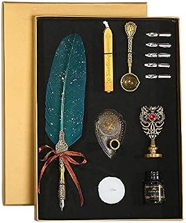 IWILCS Quill Pen, 12 Piece Feather Calligraphy Pen Set, Writing Quill Pens, Calligraphy Writing Ink Pen, Gift for Birthday Christmas, Empty Bottle No ink