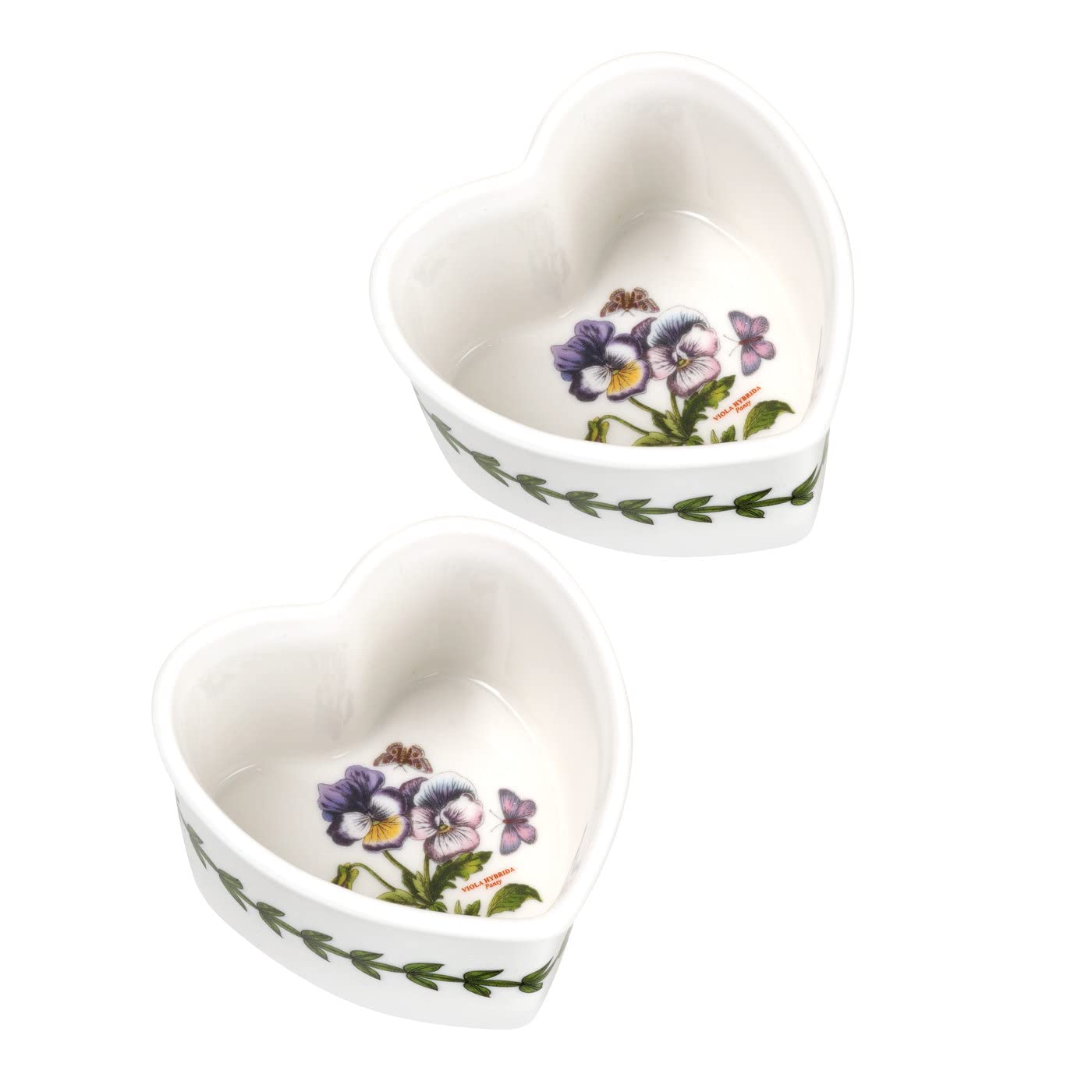 Botanic Garden Pansy Set of 2 Heart-Shaped Ramekins