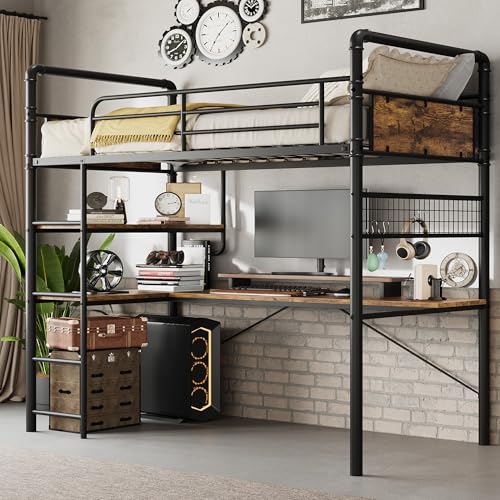 Catálogo para Comprar On-line Literas Metalicas disponible en línea. 46 GarveeHome - Litera Loft con computadora en Forma de L, Cama Individual con computadora Debajo de la Cama, literas de Metal con barandilla Alta y Escalera para niños,...