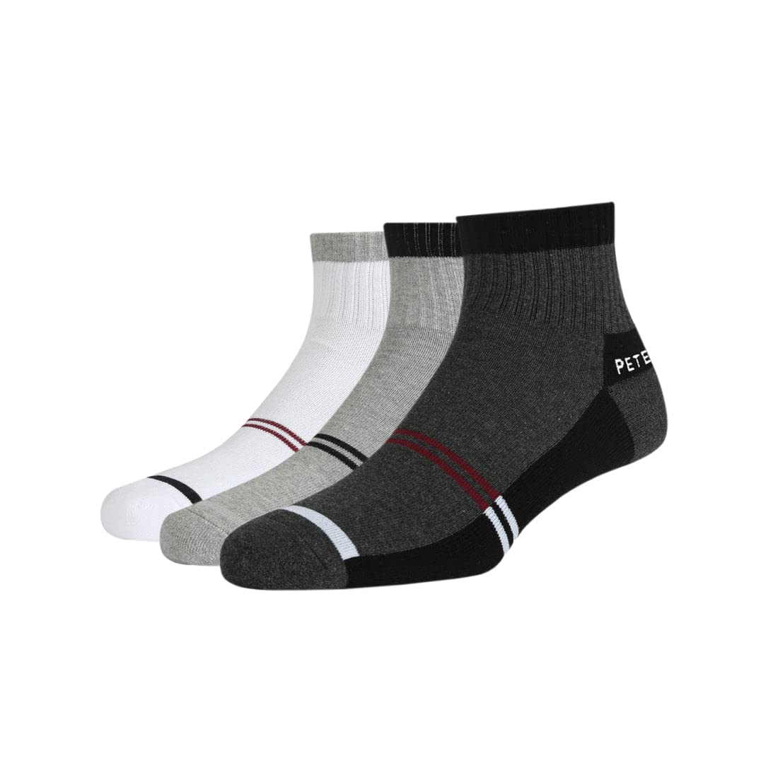Men's Cotton Ankle Length Socks (Pack of 3) White, Light Grey Melange, Anthra Melange-image-35