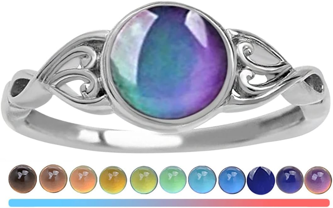 Mood Rings for Women Men Round Shape Emotion Temperature Color Changing Ring Jewelry Gift