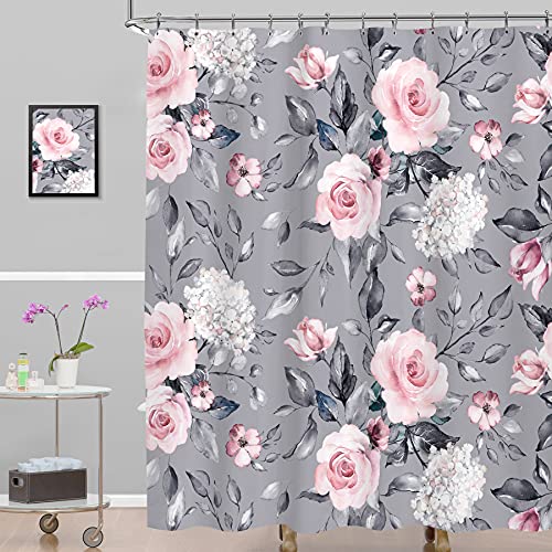 LIGHTINHOME Rideau de douche abstrait aquarelle bleu 60Wx72L gris Cover