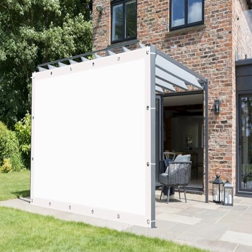 Voile d'ombrage rectangulaire 120x415 cm blanc imperméable avec oeillets