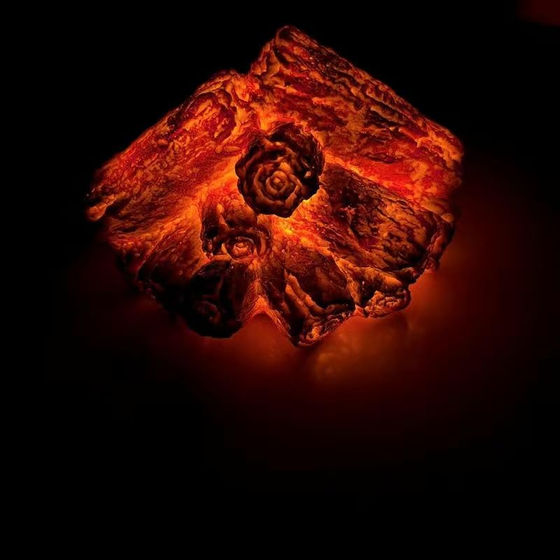 Fireplace Flameless Light 3D Simulated Charcoal Lamp LED Charcoal Burning Lamp with Realistic Log Wood Burning Flame for Christmas Decoration (Fireplace Flameless Light) - Image 3