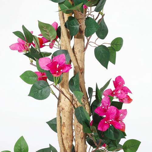 フェイクブーゲンビリア 人工観葉植物 手間いらず 假のグリーン インテリア装飾 ダブルポール・ダブルラタン 花鉢付き [4]