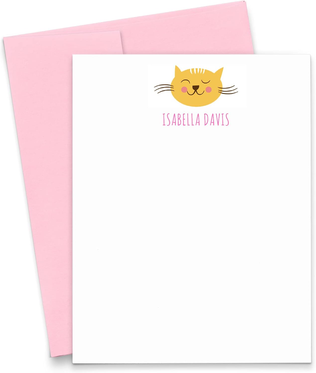 Personalized Cat stationery for kids, Cat stationary, Personalized Cat Note cards, Personalized stationery for girls, Your Choice Of Colors and Quantity
