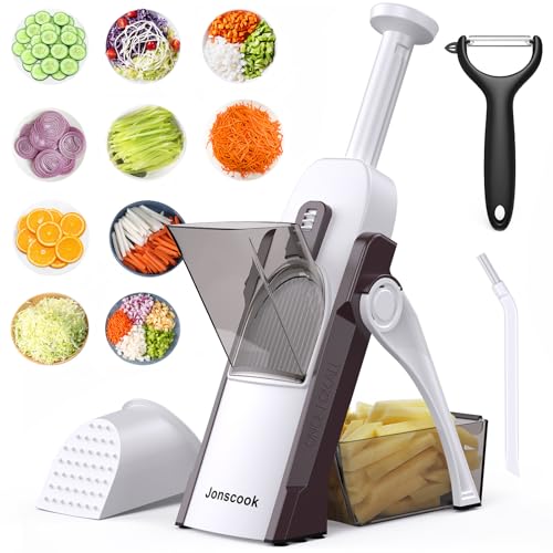 Mandoline slicer with adjustable thickness 0.1-8 mm, 5-in-1 chopper