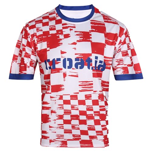 HANLIDA Mens 2026 Fan Soccer Jersey Croatia Soccer Jersey - Fan Version Short Sleeve Shirt for Game Day