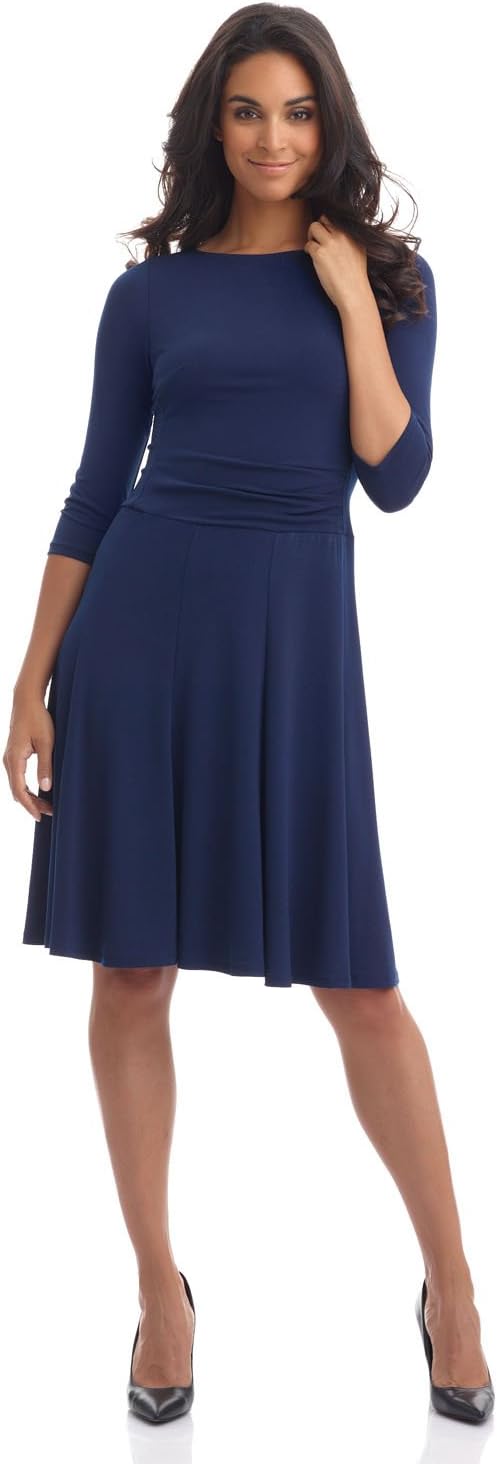 Rekucci Women's Flippy Fit N' Flare Dress with 3/4 Sleeves
