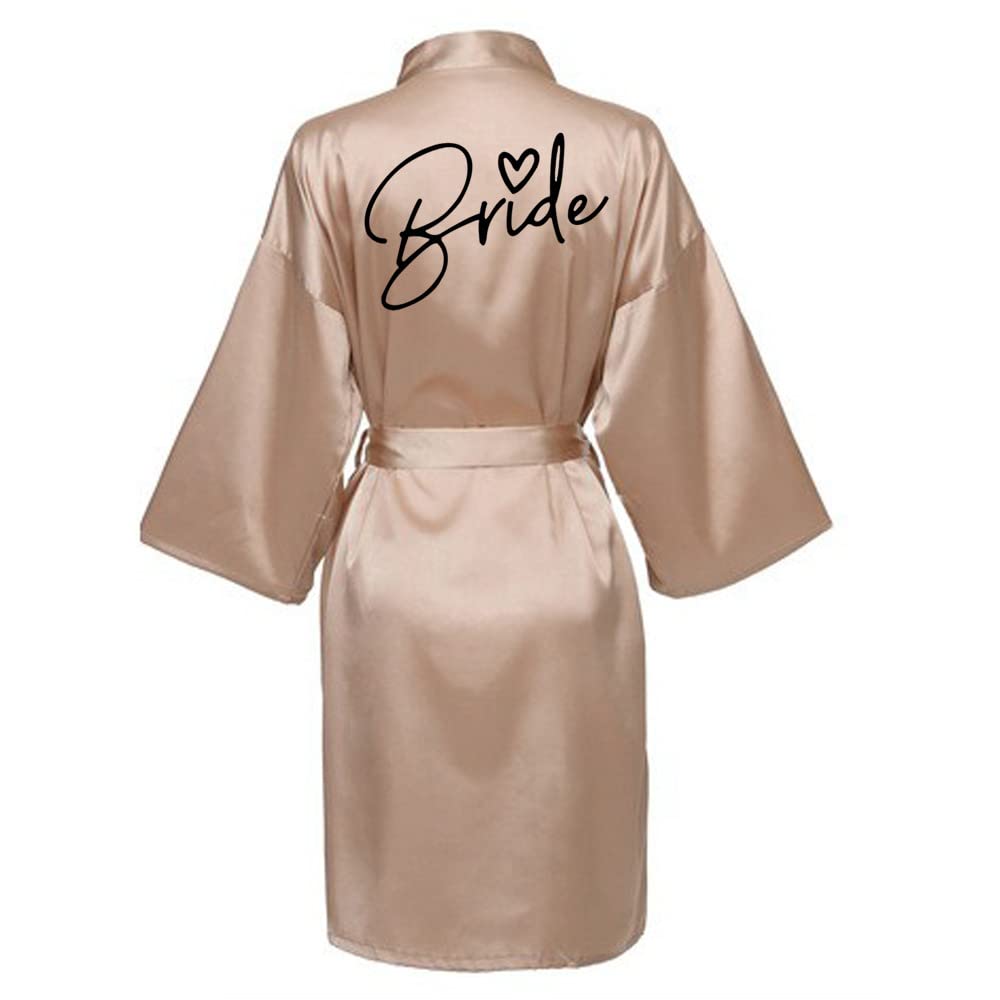 JPHCHSC Satin Silk Robe Wedding BathRobe Bride Bridesmaid Dress Gown Women Sleepwear Nightwear CX1003