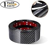 Universal Car Door Entry Guards Scuff Plate Protectors Paint Threshold Guard,Carbon Fiber Rubber Car Bumper Door Guard/Rear Bumper Guard Scratch Protection Strip 100% Waterproof(Width 2in,Long 9.8Ft)