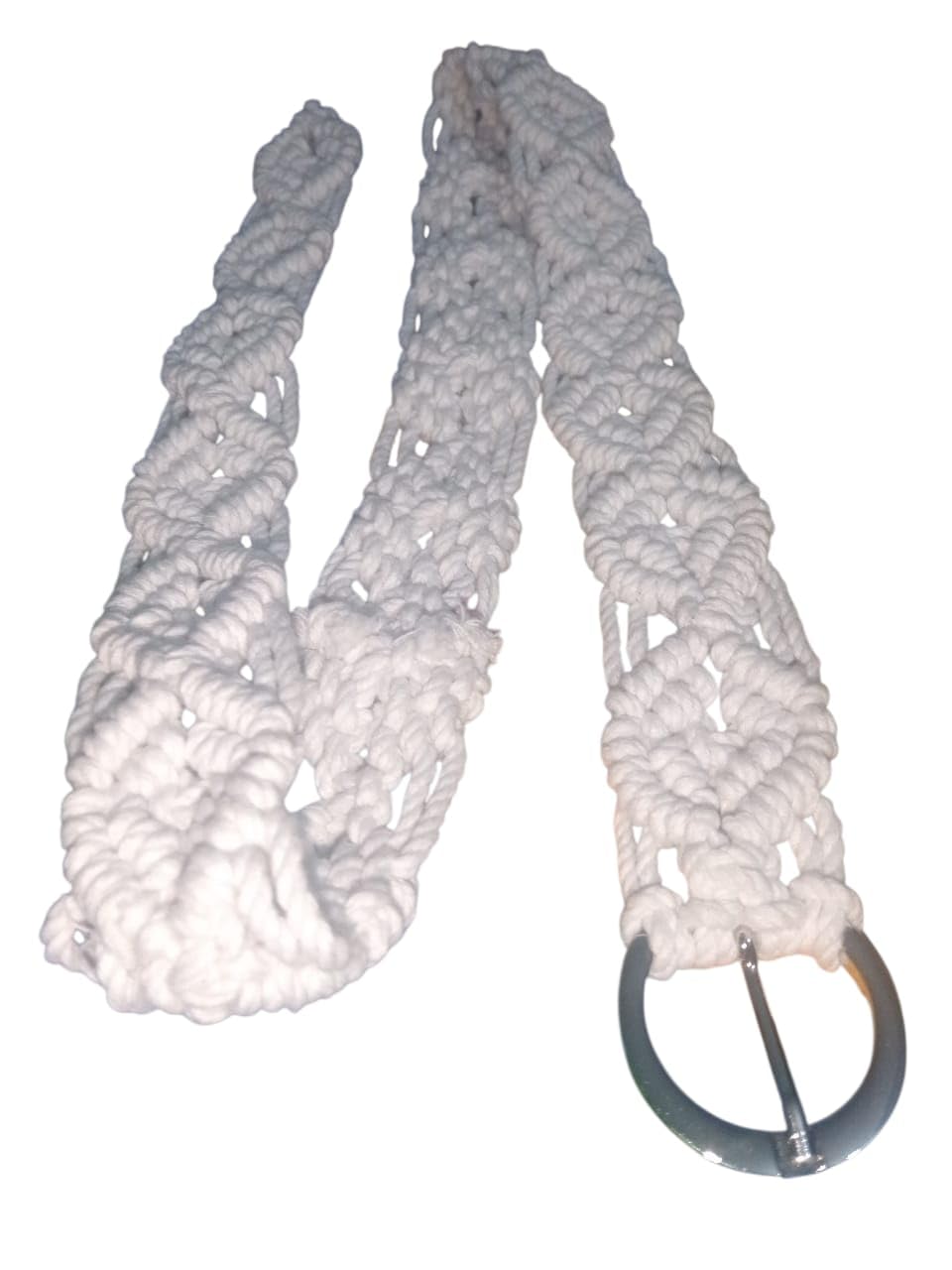 Handmade Macrame Cotton Belt for Women | Adjustable Boho Woven Waist Belt with Metal Buckle | Fashion Dress Belt for Dresses, Kurtis, Tunics, Sarees & Casual Outfits | Off White-image-43
