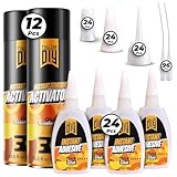 CA Glue (24 x 1.76 oz.) with Spray Adhesive Accelerator (12 x 13.5 fl oz) - Industrial-Grade Cyanoacrylate Adhesive and Super Glue Accelerator for Woodworking, Crafts, DIY, and Repairs, Instant Glue