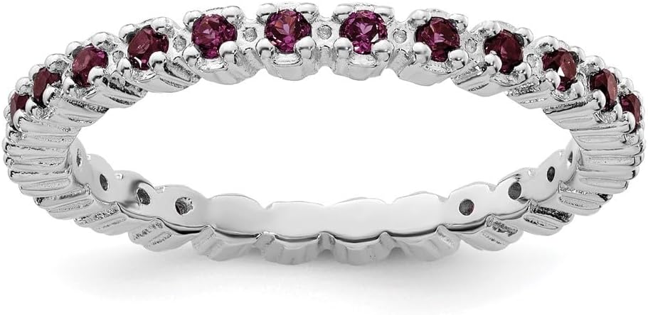 Diamond2Deal Sterling Silver Stackable Expressions Rhodolite Garnet Ring Size 5 to 10 (0.62Ct)