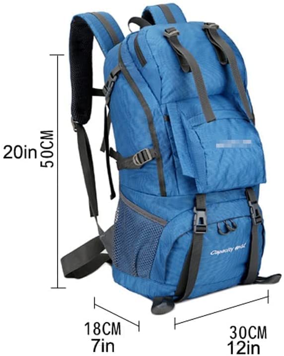 Bequemer 50 l strapazierfähiger Wanderrucksack, großer Stretch-Baumwoll-Reisetagesrucksack, leichter Outdoor-Sport-Camping-Rucksack für Damen und Herren, Reise