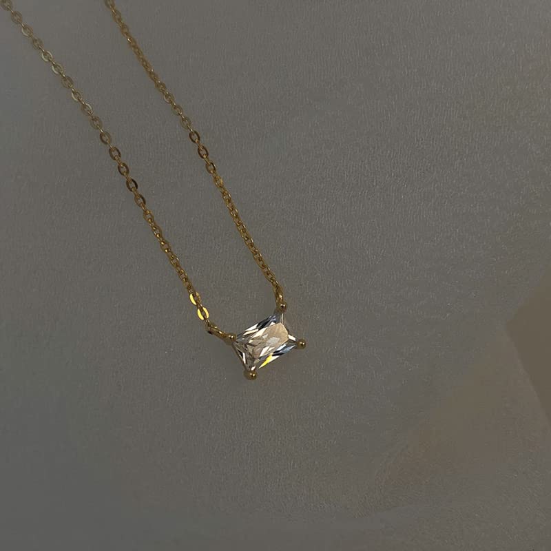 Collier chaîne de clavicule avec pendentif zircon brillant en argent pour femme