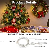 btfarm 2 Stück Lichterkette Innen USB, 5M 50 LED Warmweiß – Ansicht 6