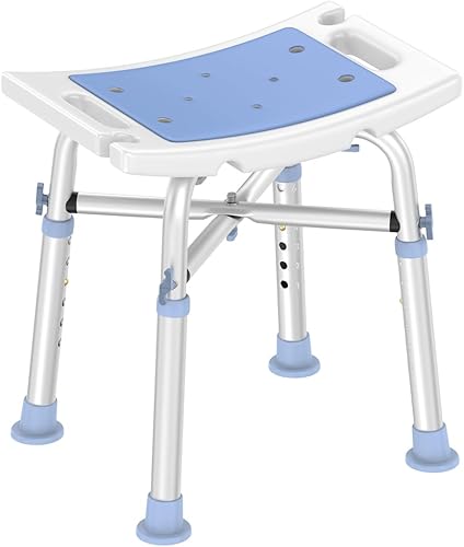 Silla de ducha resistente de 500 libras, asiento de baño acolchado con tubo ajustable de 6 alturas, banco de ducha antideslizante sin herramientas,