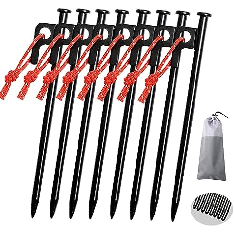 JEELAD Tent Stakes Snow and Sand 12 inch Aluminium Alloy Tent Stakes Pegs Tent Stakes Tent Peg with Tip Cover Storage Bag Lightweight for Camping Hiking Backpacking Picnic Cover