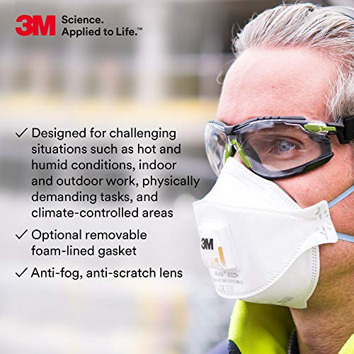 3M Safety Glasses, Solus 1000 Series, Ansi Z87, Scotchgard Anti-Fog, Clear Lens, Green/Black Frame, Removable Foam Gasket And Strap #TOP3