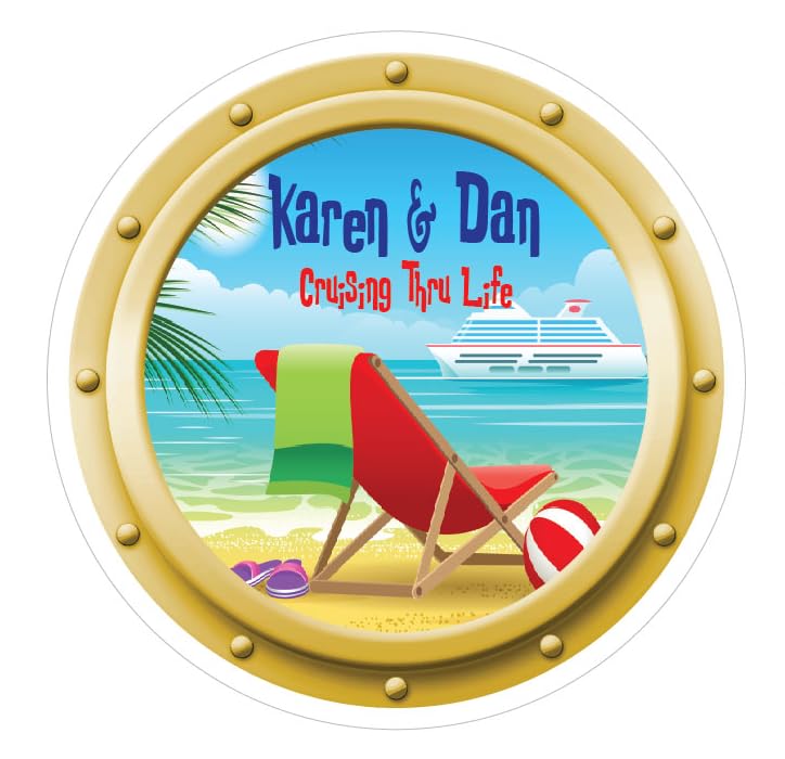 Porthole Island Cruise Ship Door Decoration Funny & Fun Party Decor - Decorative Magnetic Favors For Fridge, Locker, Whiteboard