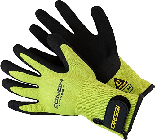 Cressi Conch Dyfiber Gloves, Lime, L