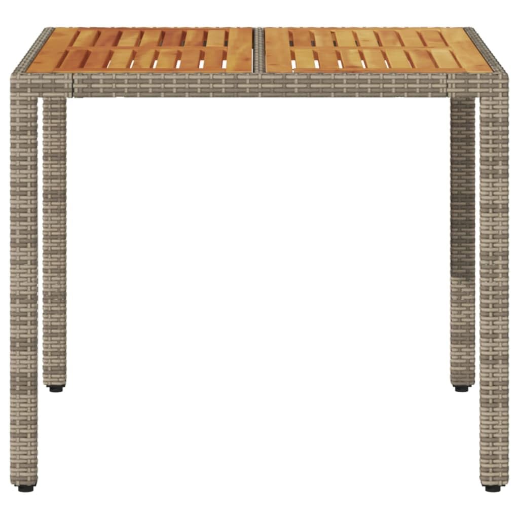 Stół ogrodowy Acacia rattanowa powierzchnia drewniana szary 90x90x75 cm, stół ogrodowy na zewnątrz, stół tarasowy, stół zewnętrzny, stół balkonowy, stoły taras i ogród, stół ogrodowy - 365530