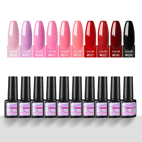 UV Nagellack 10 Farben Gel Nagellacke Set Nude Nagel Gel Soak Off UV Gel Nagellack Pastell Gelnägel Set Design für…