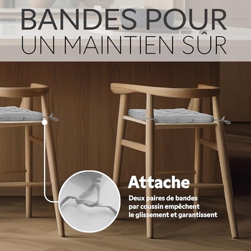 Coussin de chaise piqué gris pour vos repas en terrasse et moments de détente en famille - 5