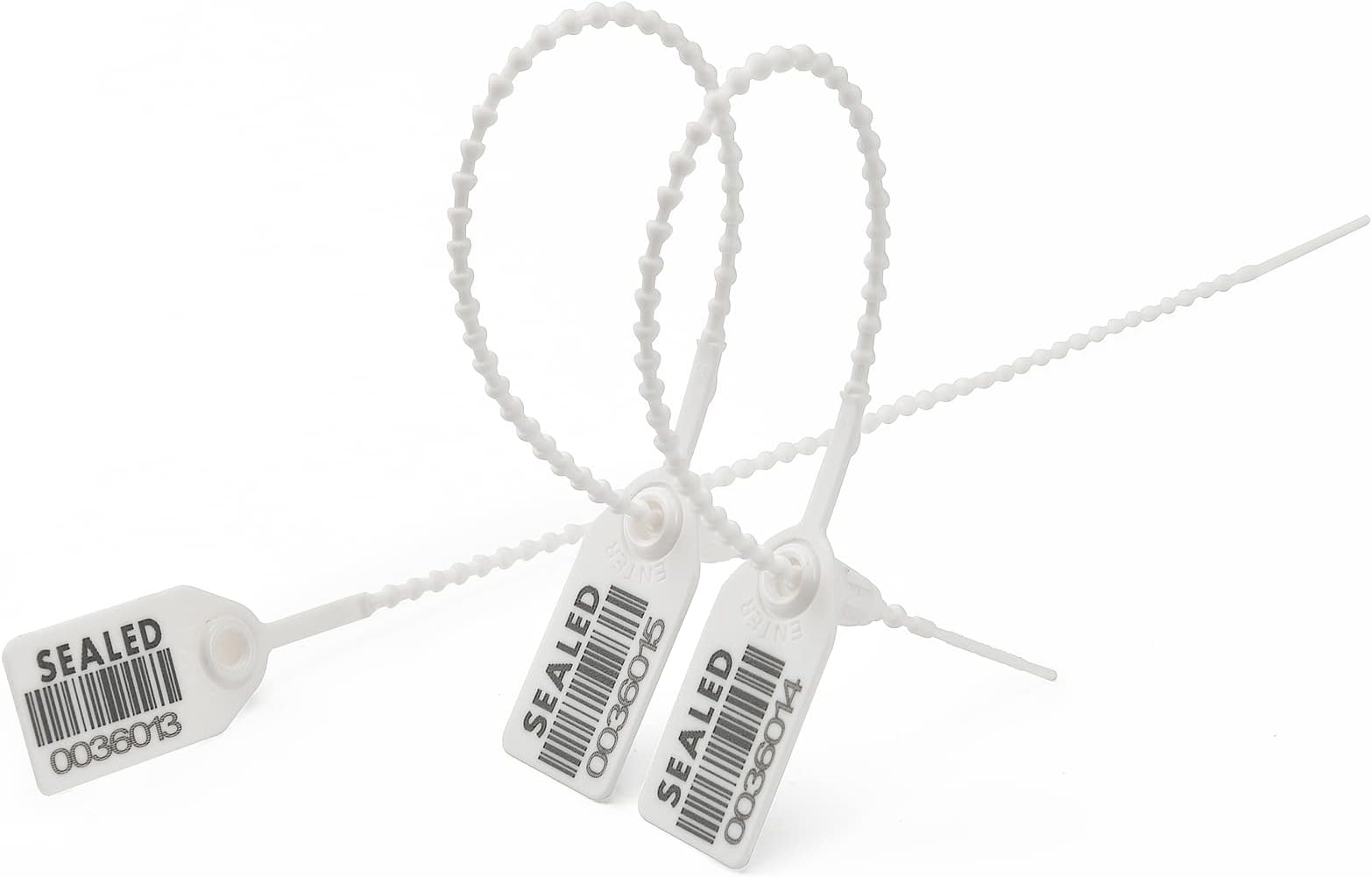 500 White Plastic Barcode Seals, Numberd Plastic Tamper Seals Security Tags, Pull-Tite Safety Zip Ties, Tamper Proof Tags Plasic Locks for Fire Extinguishers