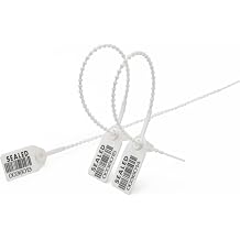 500 White Plastic Barcode Seals, Numberd Plastic Tamper Seals Security Tags, Pull-Tite Safety Zip Ties, Tamper Proof Tags Plasic Locks for Fire Extinguishers