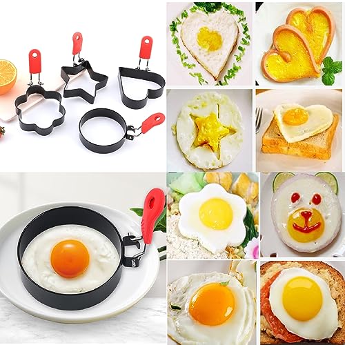 Foto von 4 Stück Spiegeleiform Edelstahl Eierring Antihaft-Spiegeleiformen Edelstahl Edelstahl Ei Ringe für Pfanne Bratpfanne zum Kochen von Spiegelei Pfannkuchen Omeletts