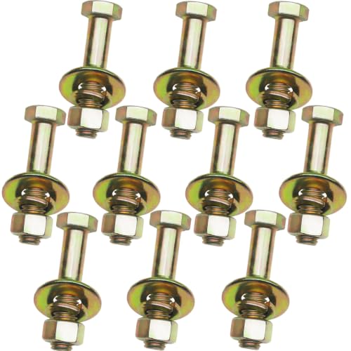 Image of 1 /2 inch x 2-1 /2 inch Grade 8 Hex Head Bolt and nut,Spring Lock Washer and Large Flat Washer Assortment Kit, Color Gavalization,Alloy Steel,Heavy Duty,(10sets Pack),by Metalsuberg.