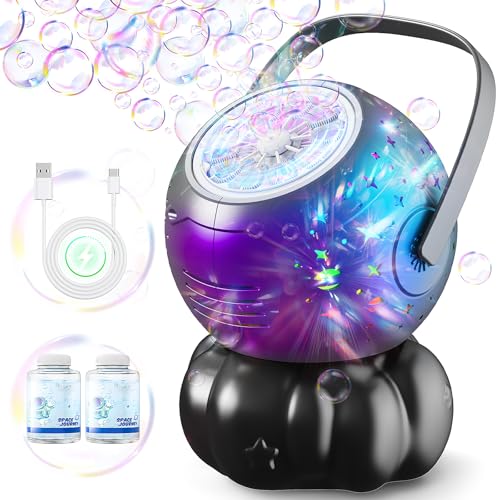 Bubble Machine - Halloween Bubble Maker for Kids with Big Bubbles Design, Multi-Color LED Light, 20oz Capacity，USB-C Rechargeable - Outdoor Toys for Toddlers Ages 3+ Boys Girls Party Birthday Gift