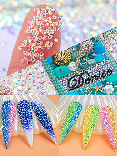 Warmfits 15000Pcs 1.2Mm Ultra Mini Crystals Beads Glass Sand Nail Micro Beads Diamond Dust Iridescent Crystal Ab Colorful Shine For Nail Art 3D Decorations Diy Craft #TOP4
