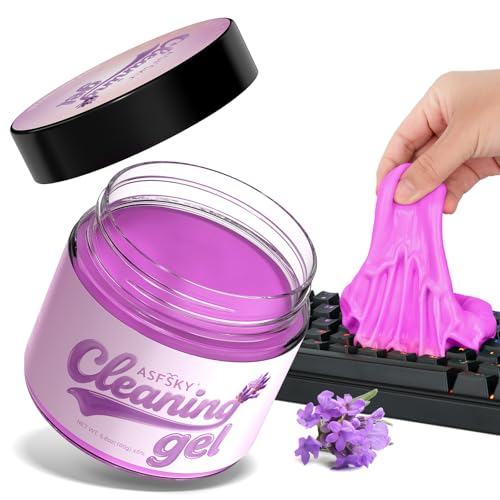 ASFSKY Gel limpiador para teclado, gel limpiador de coche para el interior del coche, accesorio para el interior del coche, gel de limpieza universal para portátiles, impresoras, cámaras (violeta