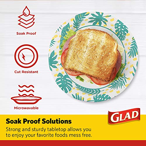 Glad Disposable Paper Plates With Palm Leaves Design, 8.5 Inch Paper Plates | Round Paper Plates For Everyday Use | Cut Proof, Soak Proof Disposable Plates From Glad, 50 Count #TOP2