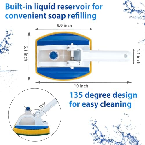 KGC Pool Scrub Brush with Built-in Liquid Reservoir and Replacement Sponge - 3