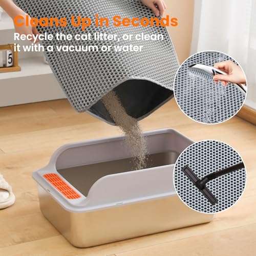 Petinstinct Cat Litter Mat, 24x18 Inches Large Double Layer Honeycomb Cat Litter Trapping Mat, Non Slip Waterproof Urine Proof Cat Litter Box Mat for Floor, Kitty Litter Rug, Cat Supplies, Gray by Petinstinct - Image 5