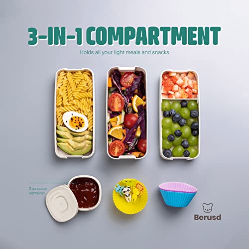 Berusd Bento Box Lunch Box Set For Adults Stackable 3 Layer Japanese Compartments Lunch Containers Leak Proof Bento Lunch Box Containers Accessories Kit With Bag Included Microwave Safe Bpa-Free #TOP4