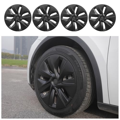 for Tesla Model Y Wheel Cover Hubcap 19 Inch,Model Y (2020-2024) Accessories, Matte Black 4PCS Gemini Wheel Cover HubCaps (Gemini Style, 19 inch)