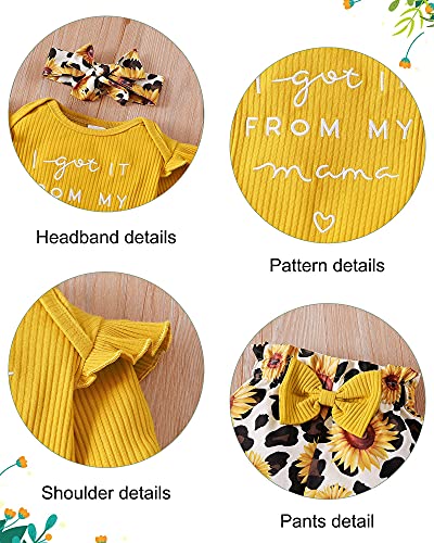 Image of DISAUR Baby Girls Clothes Newborn Infant Baby Girls Outfit Long Sleeve Ruffle Romper Floral Pants Headband Sets 0-18 Months
