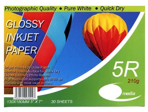 King of Flash 210gsm 130x180mm 5"x7" Neo High Professional Inkjet Photo Gloss Paper 3x30pk (90 Sheets)