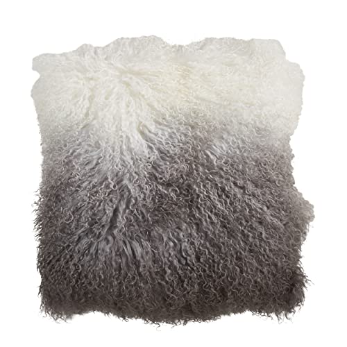SARO LIFESTYLE Ombre Mongolian Lamb Fur Poly Filled Throw Pillow
