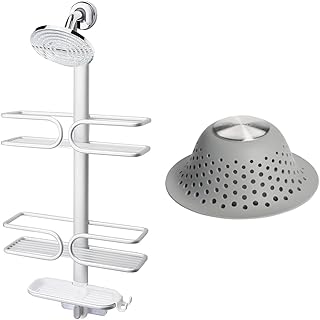 OXO Good Grips Aluminum Shower Caddy and Silicone Tub Drain Protector