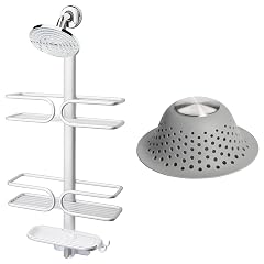 OXO Good Grips Aluminum Shower Caddy and Silicone Tub Drain Protector