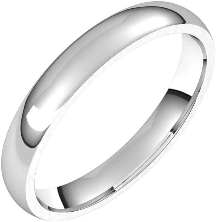 Sonia Jewels Solid 14k White Gold 3mm Comfort Fit Wedding Band Ring Classic Plain Traditional - Size 8