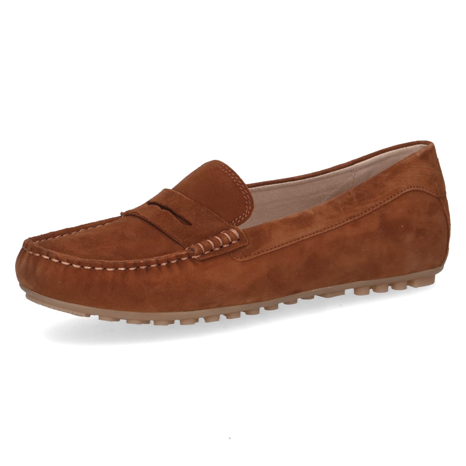 CAPRICE Women's Leather Moccasin, Brown (Cognac Suede), 7.5 UK
