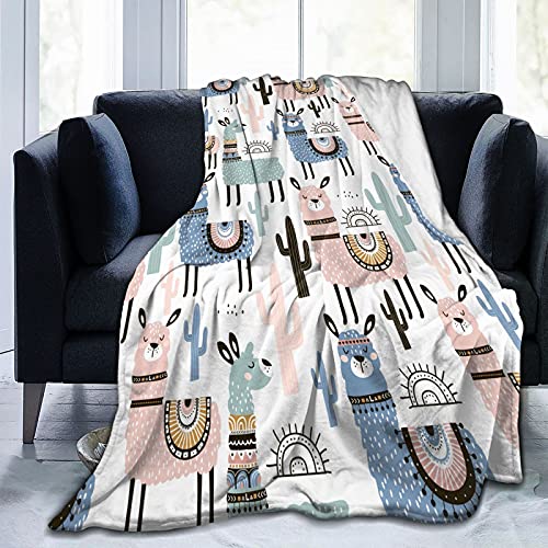 Llama And Cactuses Throw Blanket Warm Ultra-Soft Micro Fleece Blanket For Bed Couch Living Room Decoration #TOP7